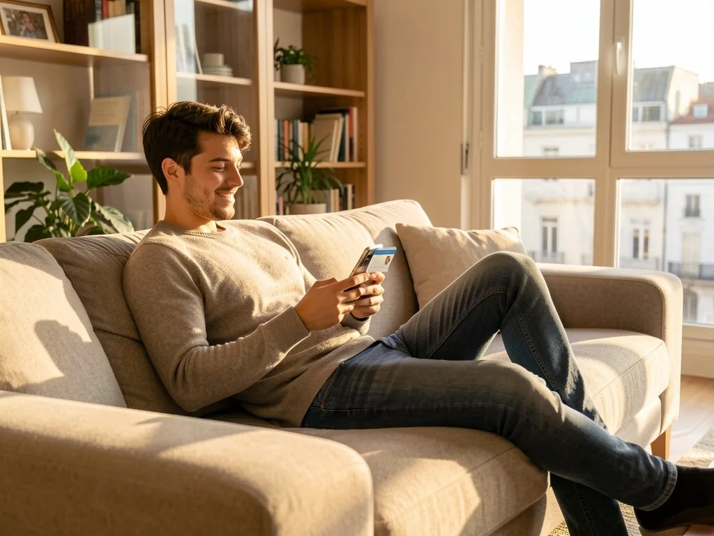 Persona abriendo una cuenta digital desde su casa