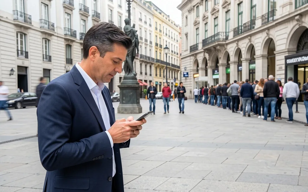 Persona usando una aplicación de neobanco en su teléfono en Buenos Aires